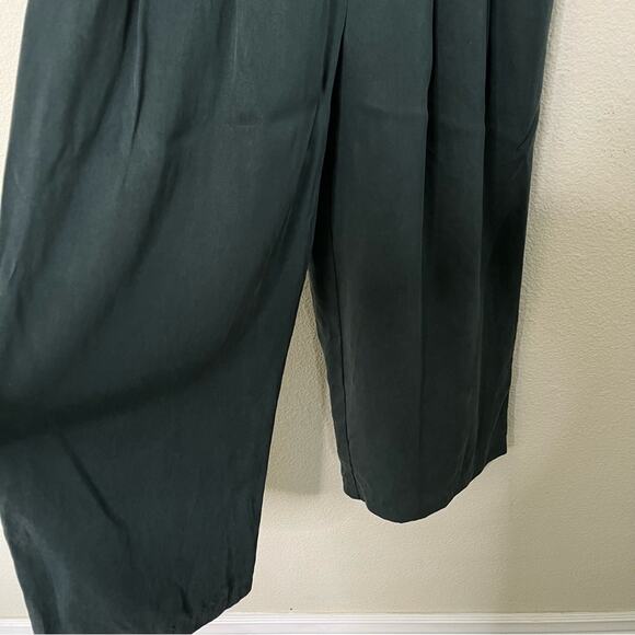 VETTA Capsule Button Fly Culottes Pants Green Tencel Wide Leg High Waist Size 4 - Picture 5 of 9